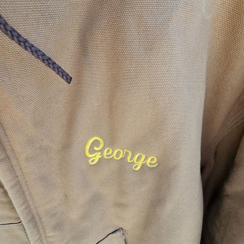 Vintage Carhartt Hooded Jacket J04 BRN Men's Medium Duck. Extra Large W/ Graphic - Picture 3 of 14